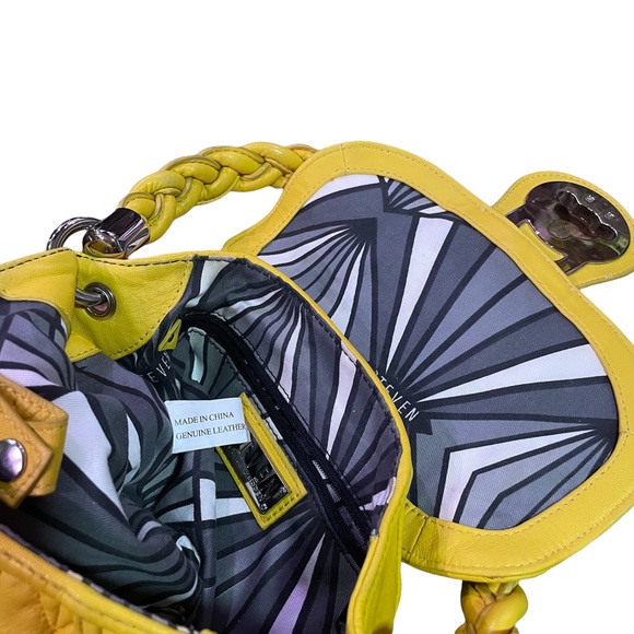 STEVE MADDEN Vintage Bright Yellow Purse W/ Braided Strap - Picture 4 of 16